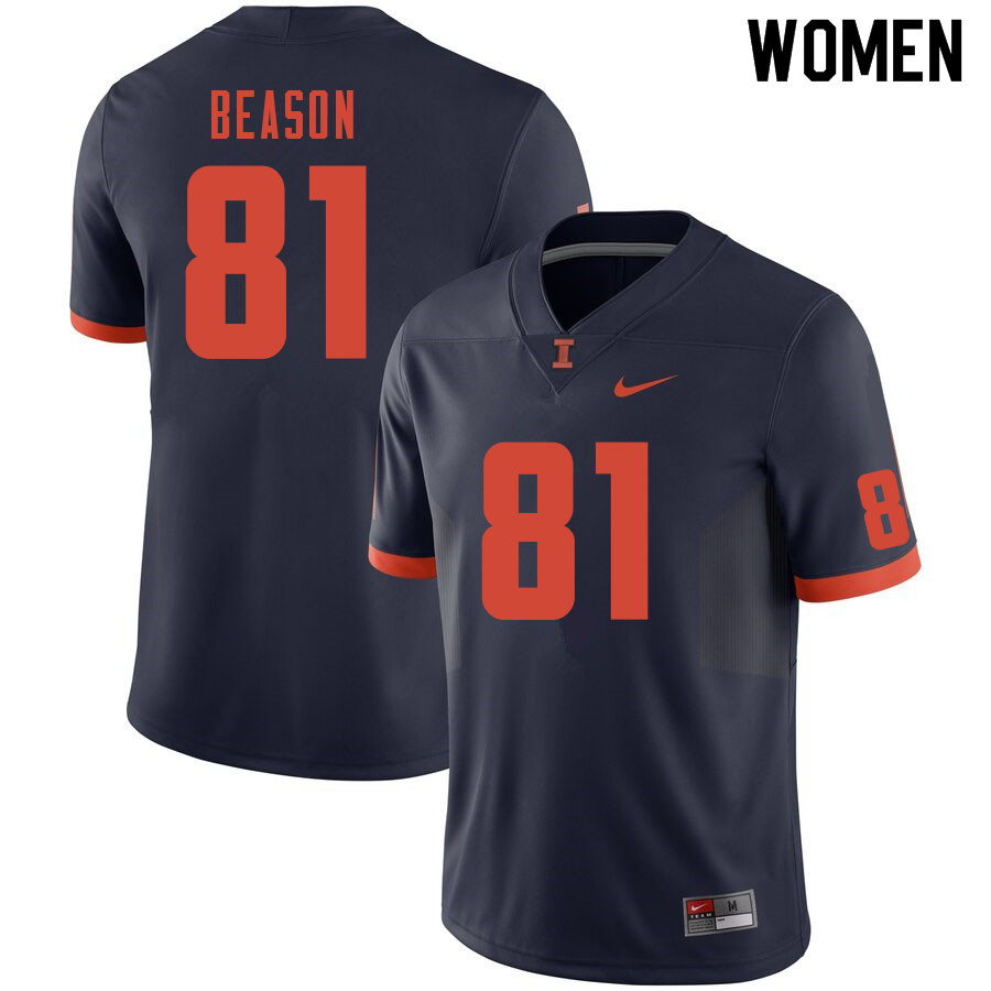 Women #81 Marquez Beason Illinois Fighting Illini College Football Jerseys Sale-Navy